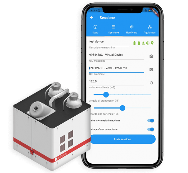 Il sanificatore Sanicube con l'interfaccia APP - Sanicube